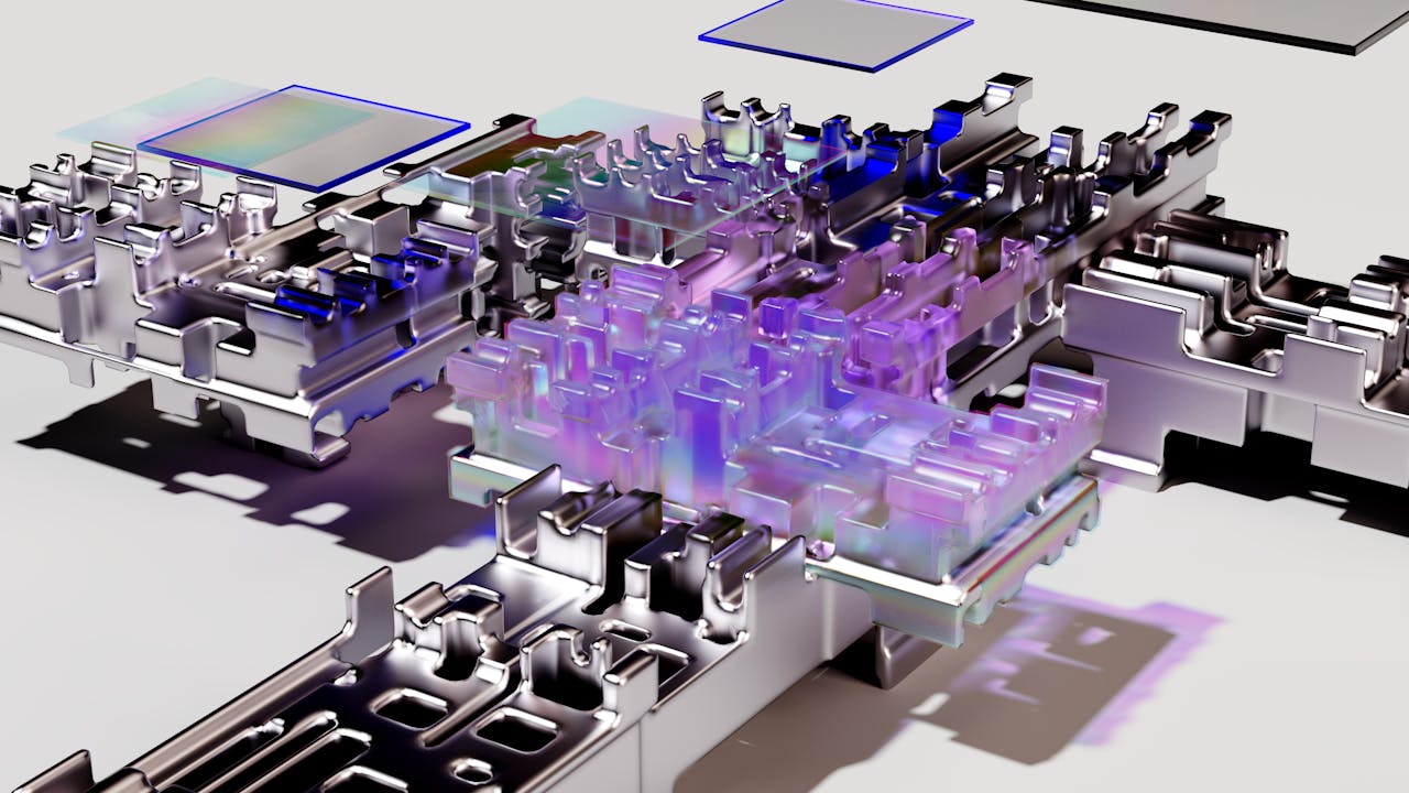 gallery-4 A futuristic 3D render showcasing abstract tech design with vibrant colors.